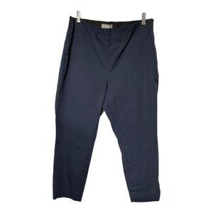 Everlane Women's Cropped Nautical Trousers Size 16 Navy Blue Cotton Blend